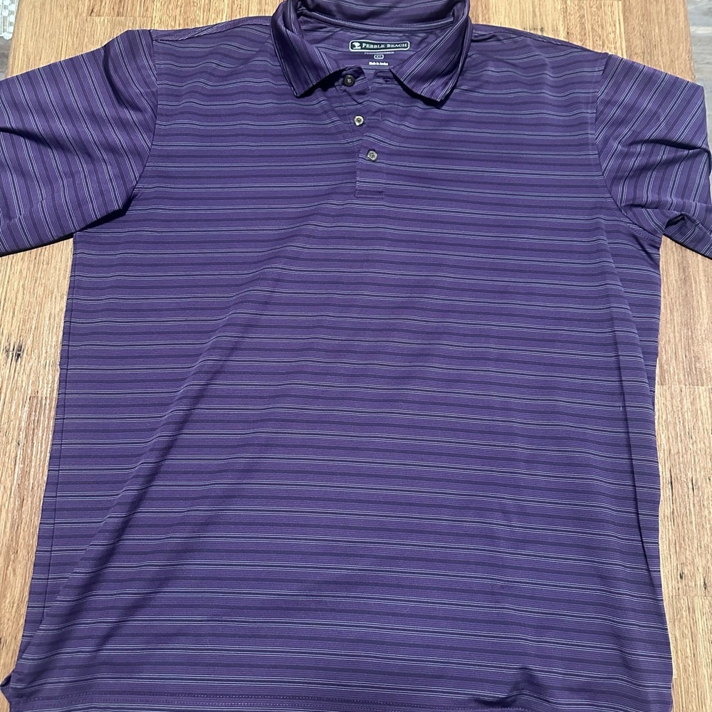 Pebble Beach Men's Polo in Purple Stripes